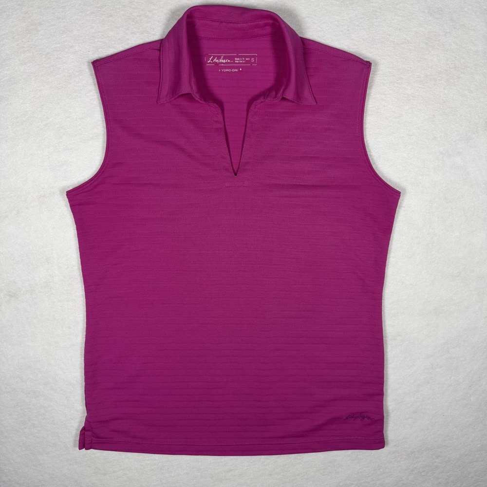 Lady Hagen Pink Sleeveless Golf Polo Shirt Womens Small V-Neck Hydro-Dri Active